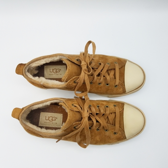 SoldUGG Evera Chestnut Suede Sheepskin Sneakers  6 - Picture 13 of 14